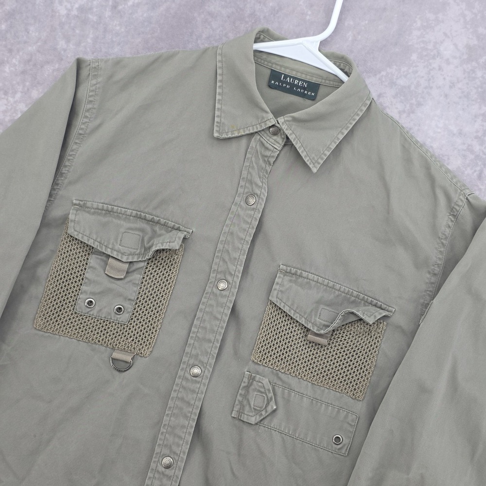 VTG Lauren Ralph Lauren Safari Utility Shirt Mesh Pockets 1967 Cotton Twill